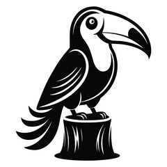 Fototapeta premium monochromatic toucan silhouette line art vector illustration with a white background