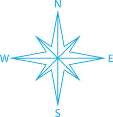 Obraz premium Compass Rose Line Icon Navigation Symbol Vector Illustration