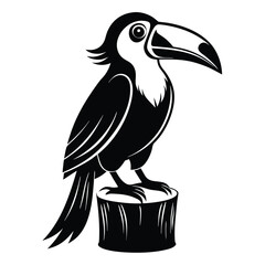 Fototapeta premium monochromatic toucan silhouette line art vector illustration with a white background