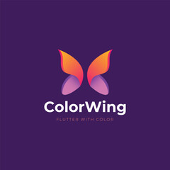 Obraz premium Butterfly Logo with Multi-Color Gradient Vector
