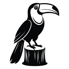 Fototapeta premium monochromatic toucan silhouette line art vector illustration with a white background