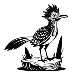 Fototapeta premium monochromatic roadrunner silhouette line art vector illustration with a white background