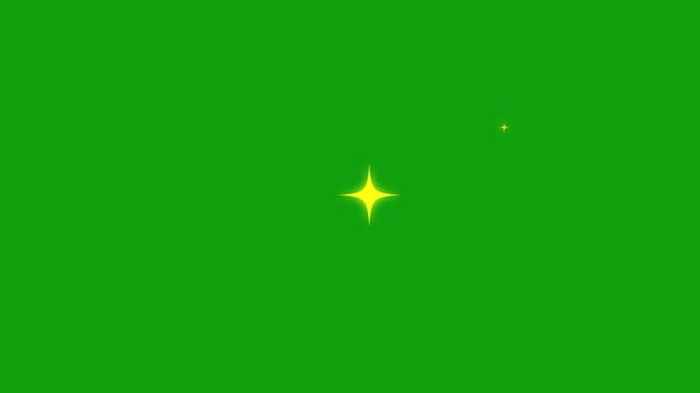 Twinkle star golden shiny glowing stars, fairy twinkle stars on black screen, Glitter sparkle animated green screen, Star twinkling animation, blinking light effect on transparent background.