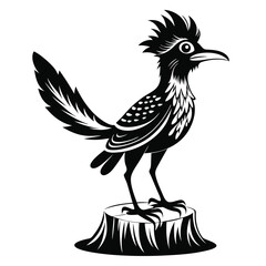Fototapeta premium monochromatic roadrunner silhouette line art vector illustration with a white background