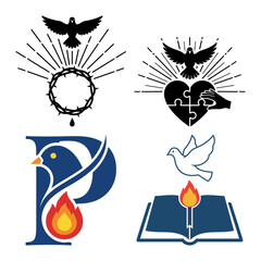 Naklejka premium Pentecost Bible Gospel and Scripture Icon Bundle
