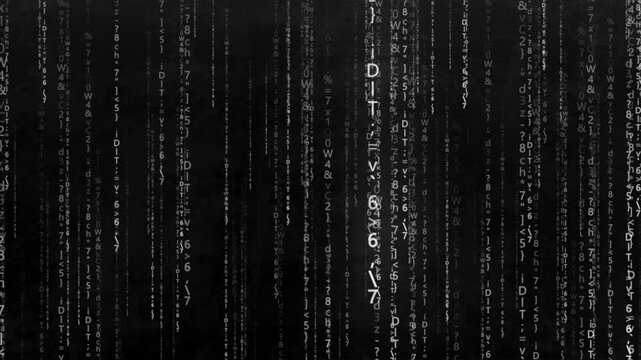 Digital background. Machine computing. Endless data analysis. Random numbers and symbols, program code numbers. Concept of digital data technology. Matrix. 3D rendering.