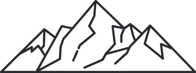 Fototapeta premium Minimalist black line art depiction of a rugged mountain range peaks showcasing sharp angles and geometric simplicity against a clean white background perfect for design.