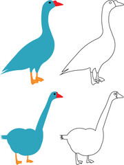 A cute nature illustration featuring silhouette vector set of wild geese and swans designed as a symbolic wildlife art drawing for farm and water themes
