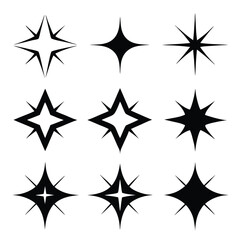Obraz premium sparkle star icon set silhouette line art vector illustration with a white background