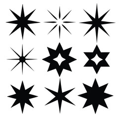 Fototapeta premium sparkle star icon set silhouette line art vector illustration with a white background