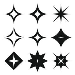 Obraz premium sparkle star icon set silhouette line art vector illustration with a white background