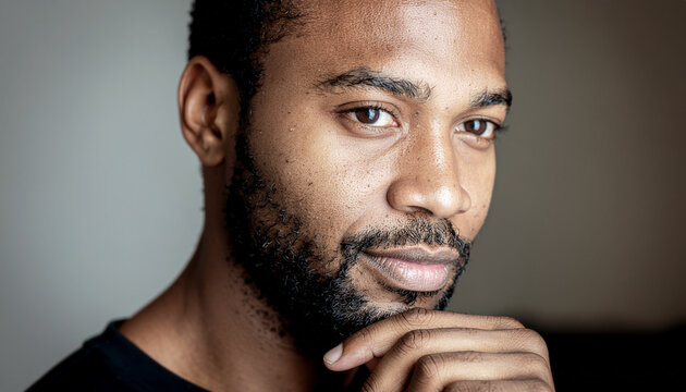 portrait rapproch&eacute; d'un homme barbu avec un regard serein