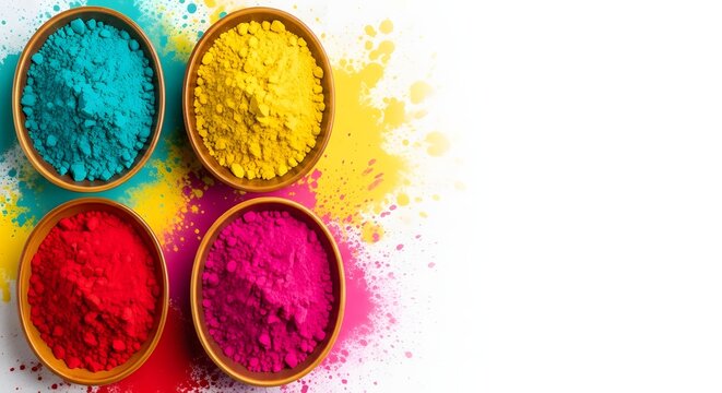 Vibrant holi colors celebrating the festival of colors with powdered dyes