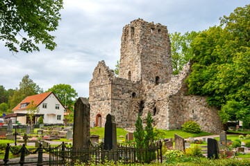 Fototapeta premium St. Olof Church ruins in Sigtuna. Sweden