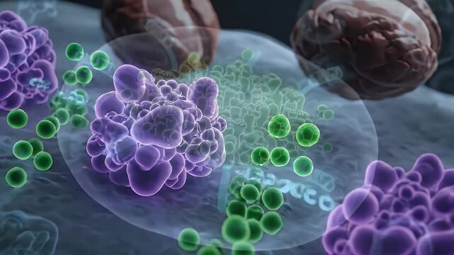 Cellular Nanotechnology Nanobots Targeting Cancer Cells Microscopic View CGI Medical Animation