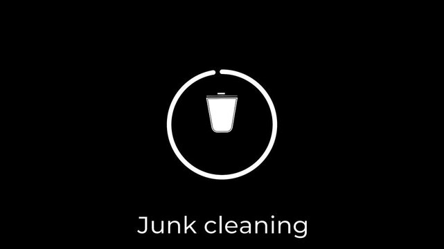 junk cleaning progress animation with trash icon for app ui.