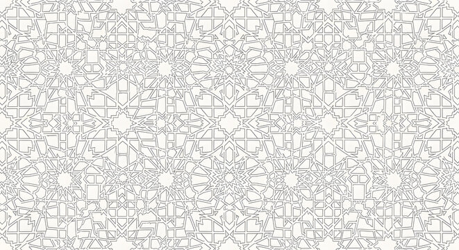 Elegant seamless islamic geometry pattern in a minimal style, ideal for backgrounds, branding, and surface design projects.