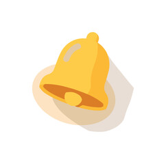 Fototapeta premium Simple yellow bell icon with long shadow on a light background, minimalist design