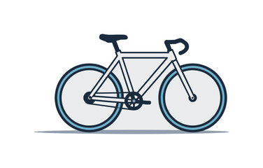 Obraz premium Minimalist illustration of a sleek white road bike with blue accents on a light gray background