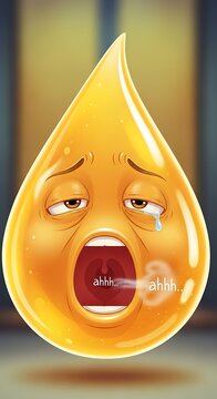 Crying Droplet Character with Sad Expression.