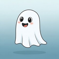 Obraz premium Cute Cartoon Ghost Floating in Water.