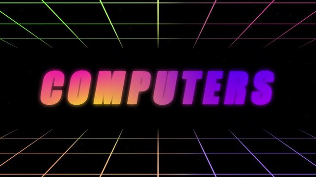 COMPUTERS ANIMATION WITH GRID BACKGROUND