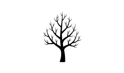 Obraz premium Flat Style Leafless Fruit Tree in Winter Field Seasonal Nature Vector Illustration Isolated on White Background
