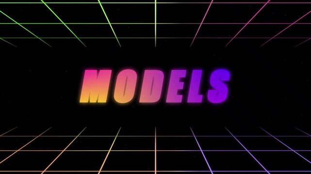 MODELS TITLE ANIMATION WITH GRID BACKGROUND