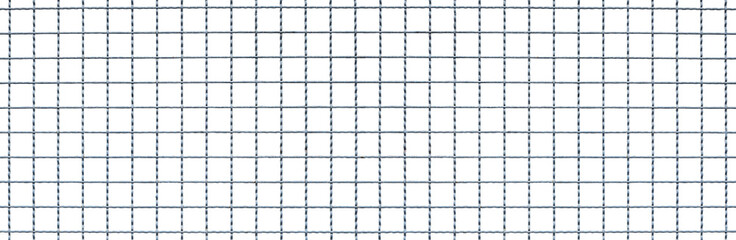 Steel crimped wire mesh fence with square grid pattern isolated on panoramic transparent background, png file