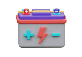 Obraz premium A 3D icon design of a colorful battery with plus and minus signs for energy and power concepts in modern technology and engineering