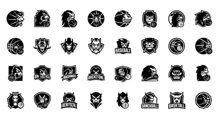 Obraz premium Basketball Logo Collection - 24 Professional Vector Icons for Sports Teams and Leagues