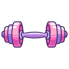 3D dumbbell weights fitness equipment pink purple isolated on transparent background