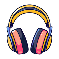 Colorful gradient over-ear headphones isolated on transparent background