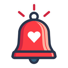 Red love bell with heart cutout isolated on transparent background