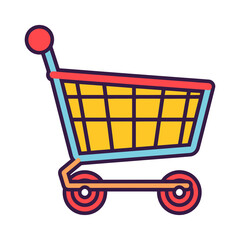 Colorful shopping cart icon isolated on transparent background