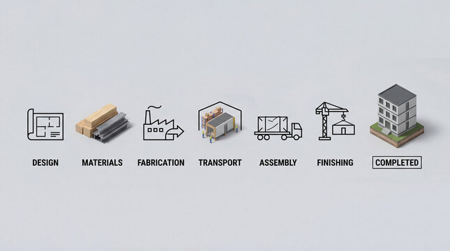 Modular prefab construction technology steps from design to completion