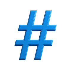 Obraz premium Blue hashtag symbol on transparent background
