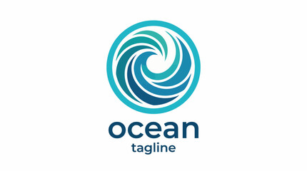 This logo design features a stylized ocean wave in varying shades of blue, embodying themes of fluidity and natural motion, suitable for brands in marine or eco-friendly sectors.