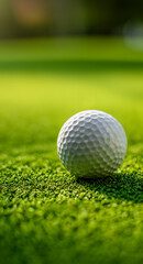 Obraz premium Golf ball balanced on the edge of a hole on a green course.