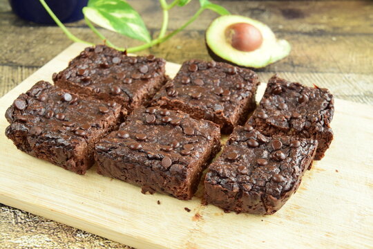 Avocado chocolate brownies with chocolate chips