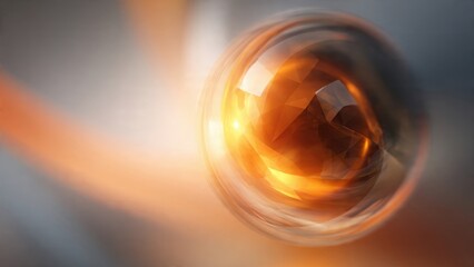 Abstract golden glass orb with light effect