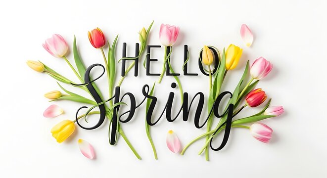 Spring sale begins vibrant tulips welcome new season with hello spring