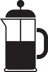 Obraz premium French Press Coffee Maker Silhouettes showing Beaker Handle and Plunger