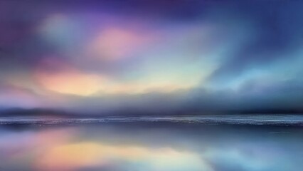 Dreamy, atmospheric landscape reflecting on water