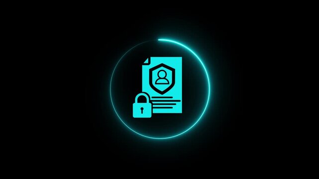 Data protection and cybersecurity concept with businessman holding hologram icon of secure personal information, digital privacy policy, Motion graphics of document lock concept