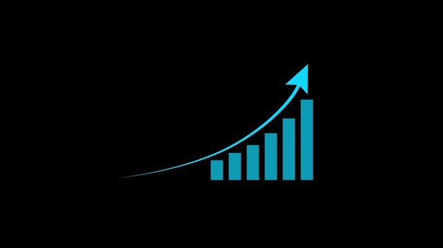 Interest rate financial and mortgage rates concept. Wooden blocks with Icon percentage symbol and arrow pointing up. company business growth and sales. Motion graphics of business growth arrow chart