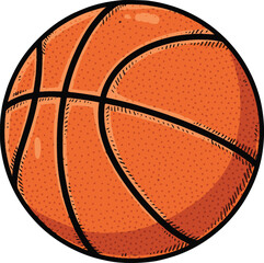 Fototapeta premium professional basketball ball vector with different colors simulating contours and internal fills in a hand drawn comic style for sports design
