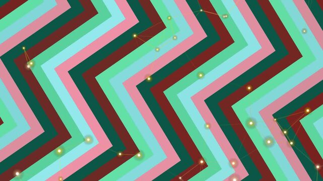Vibrant geometric zigzag pattern with sparkling accents creating hypnotic visual rhythm