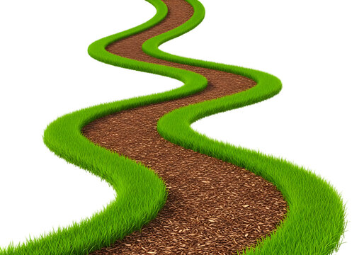 Winding dirt path through lush green grass, nature trail, park walkway, landscape, outdoor recreation, scenic route