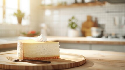 New York Cheesecake Slice Wooden Kitchen Table